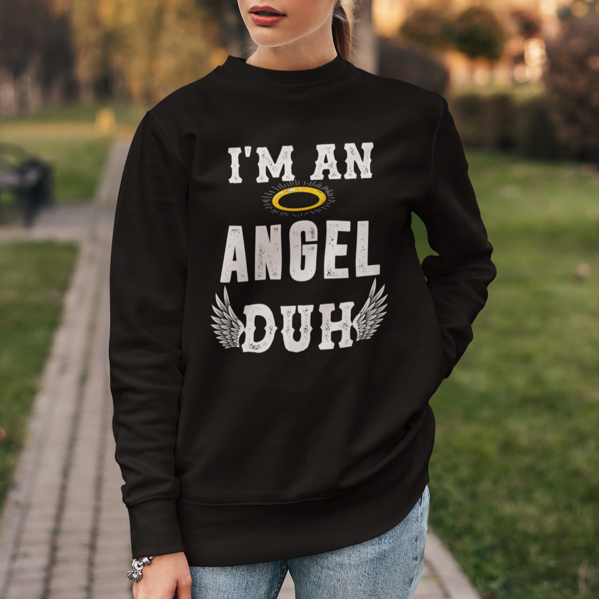 Christmas Sweatshirt I'm An Angel Duh Lazy - Wonder Print Shop