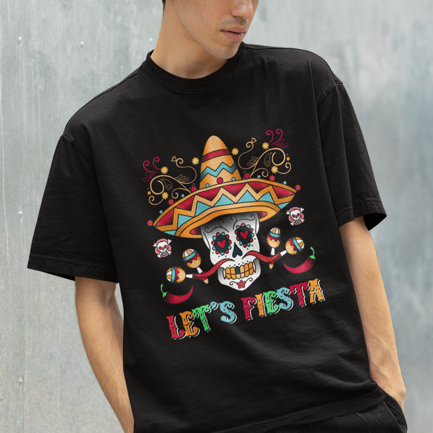 Funny Cinco De Mayo T Shirt Cinco De Mayo Let's Fiesta Mexican Sugar Skull Mexican Party - Wonder Print Shop