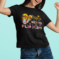 Summer Vibes T Shirt Life Is Better In Flip Flops Hello Summer Vacation Beach Vibes - Wonder Print Shop
