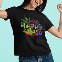 Happy 420 T Shirt Happy 420 Day Cannabis Weed Marijuana Leaf Lovers Men Women - Wonder Print Shop