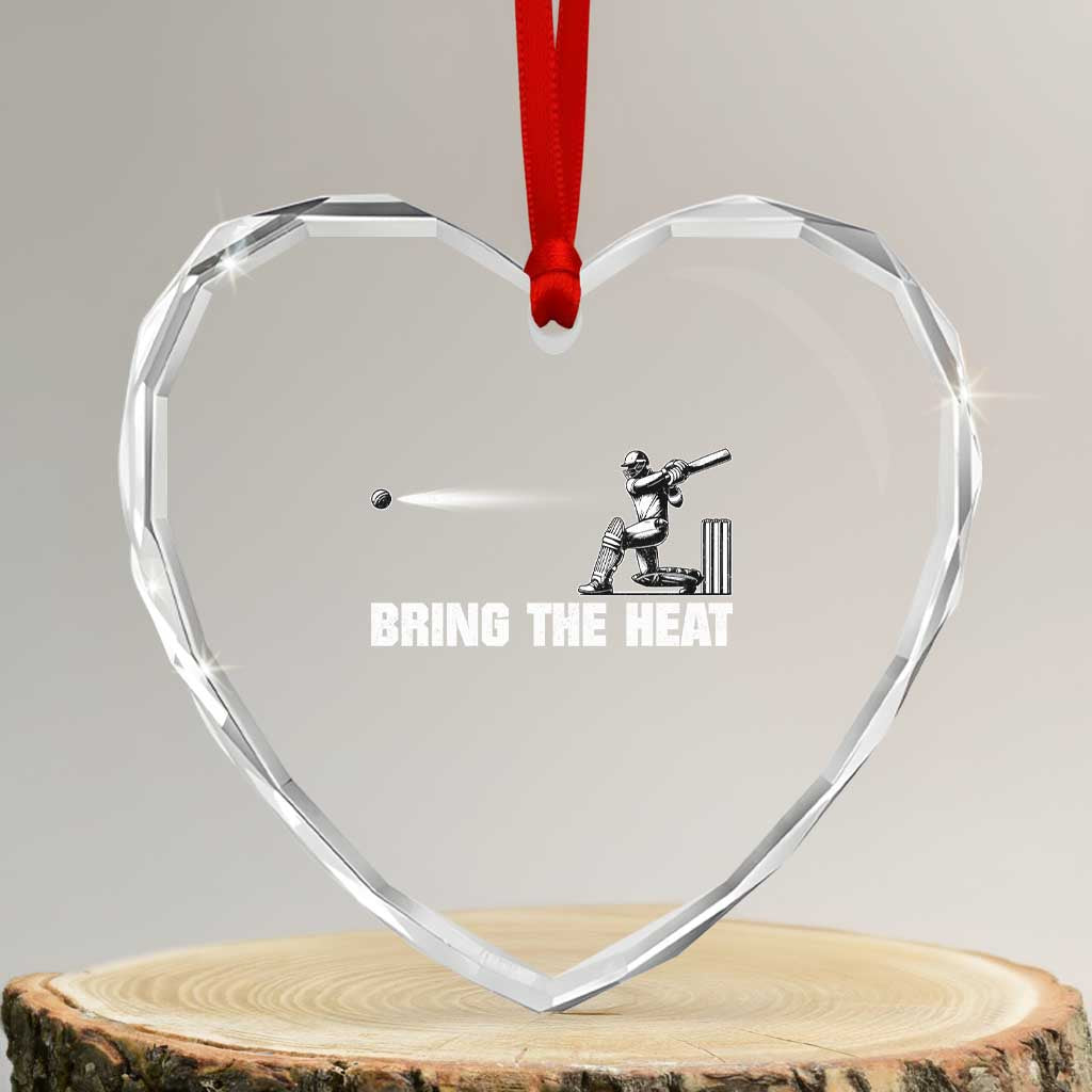 Cricket Player Heart Crystal Glass Ornament Bring The Heat Batting