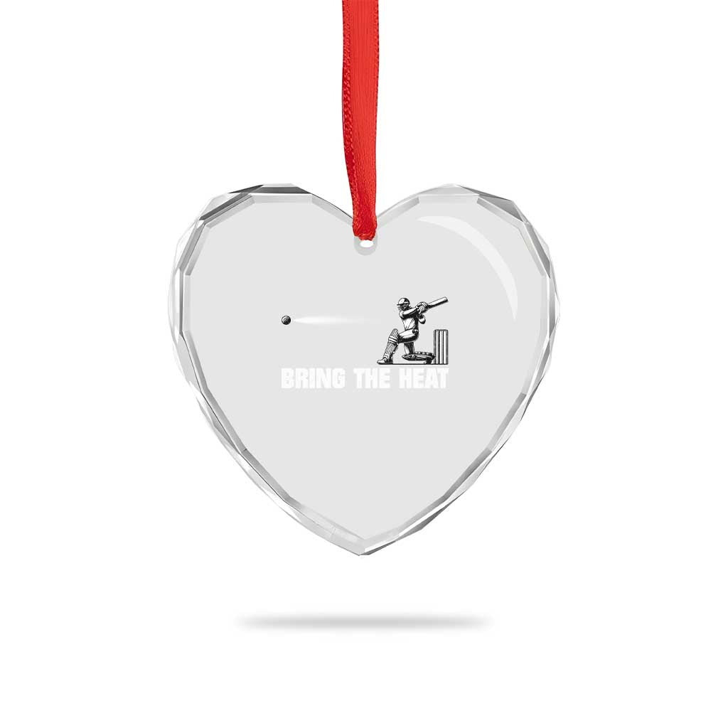 Cricket Player Heart Crystal Glass Ornament Bring The Heat Batting