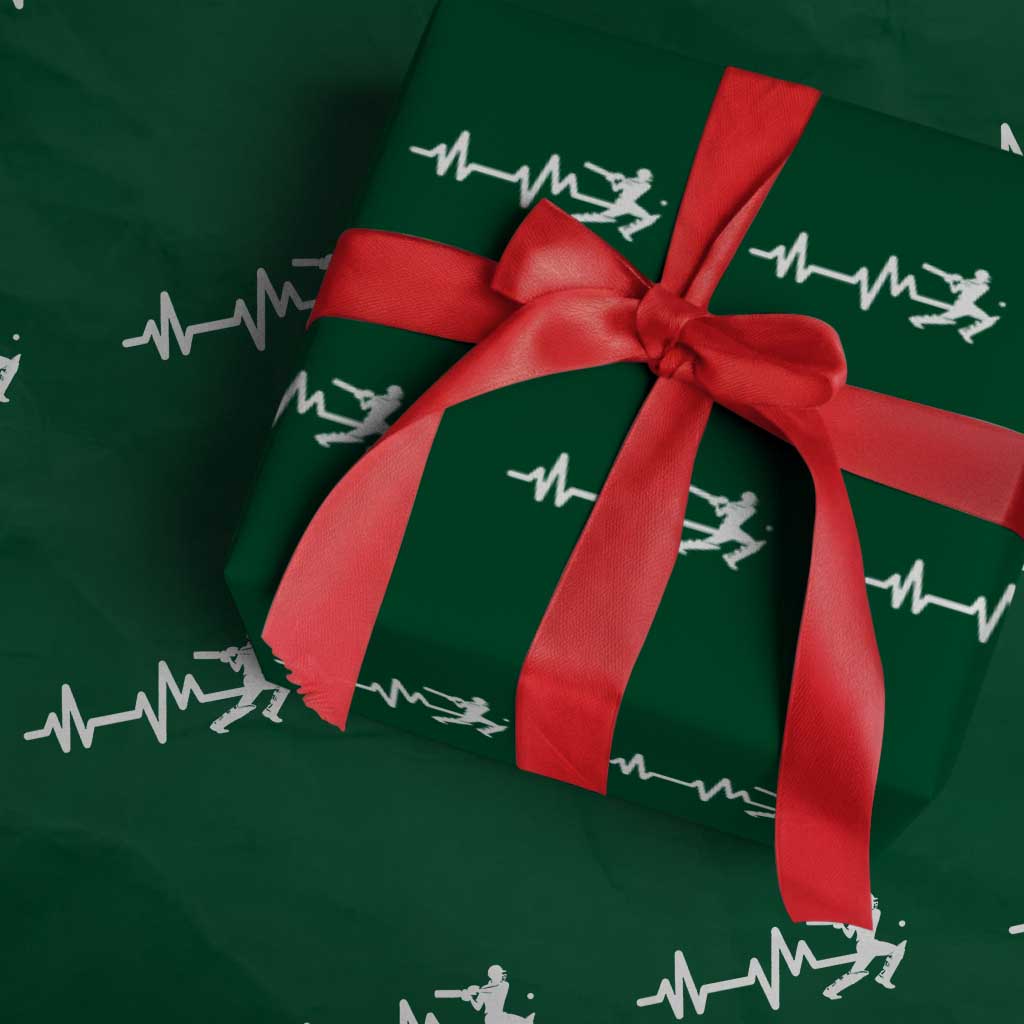 Cricket Player Wrapping Paper Roll Cricket Heartbeat Batsman