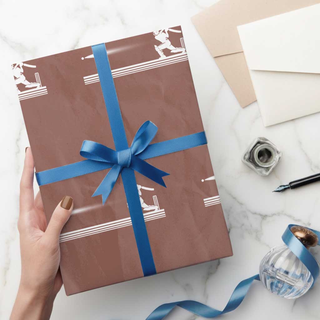 Cricket Player Wrapping Paper Roll Powerful Batsman Shot Cricket Gifts