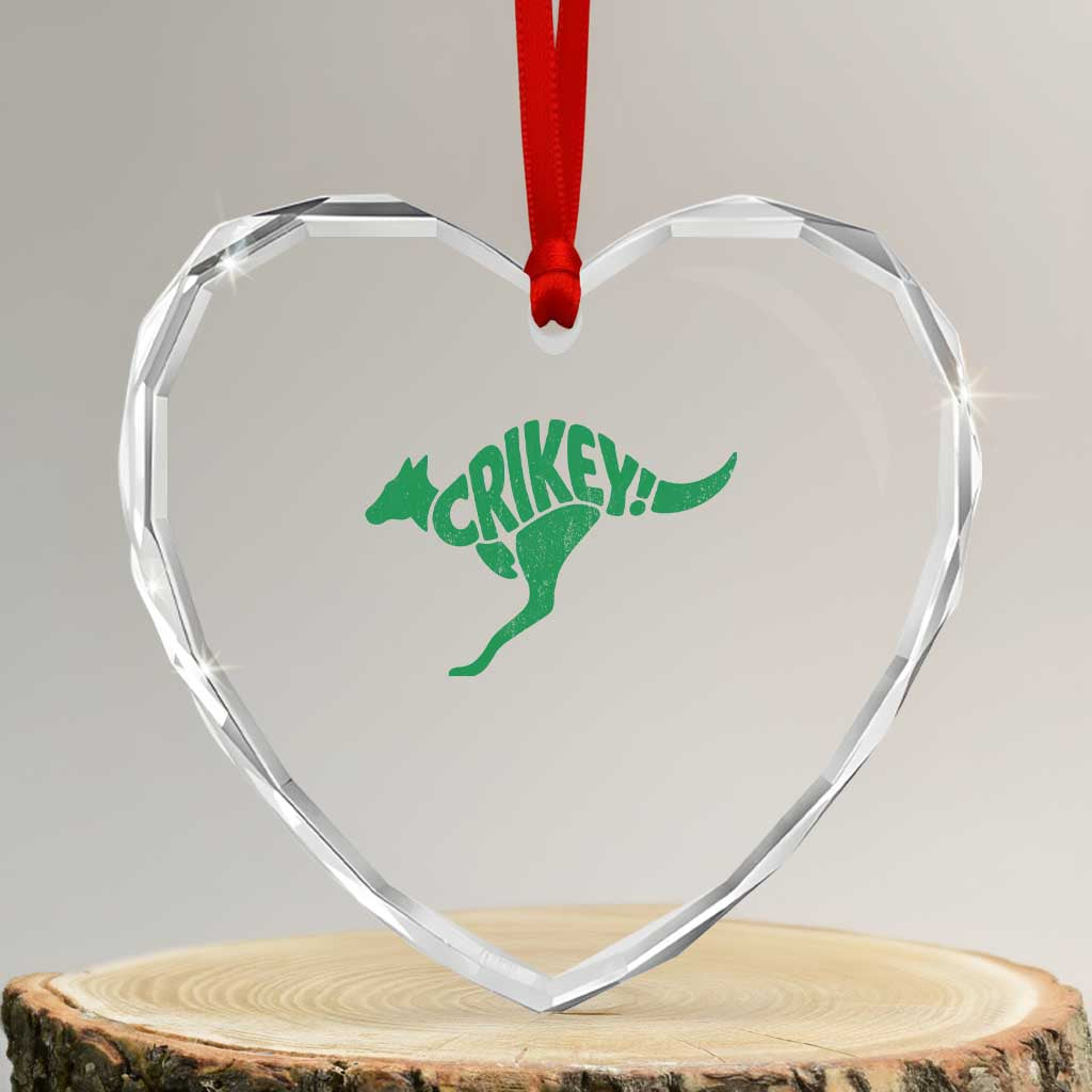 Crikey Australian Kangaroo Oz Slang Australia Heart Crystal Glass Ornament