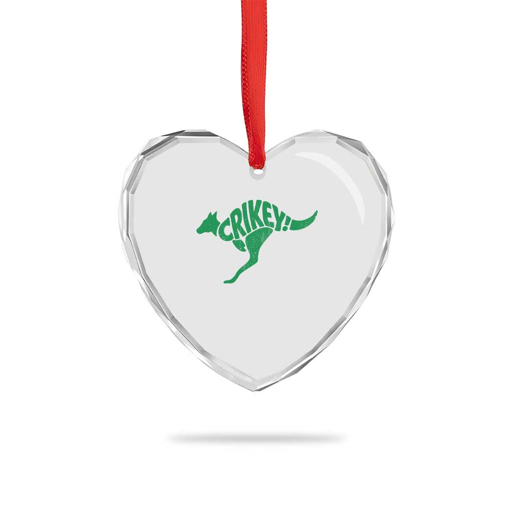 Crikey Australian Kangaroo Oz Slang Australia Heart Crystal Glass Ornament
