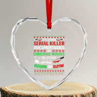 Crime Documentaries Ugly Christmas Heart Crystal Glass Ornament Funny Horror Xmas Slaying Or Sleighing - Wonder Print Shop