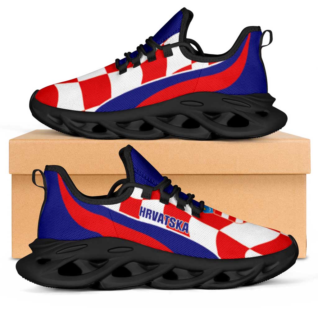 Croatia 2026 Football Clunky Sneakers Go Hrvatska Checkerboard Curve Stylized - Wonder Print Shop