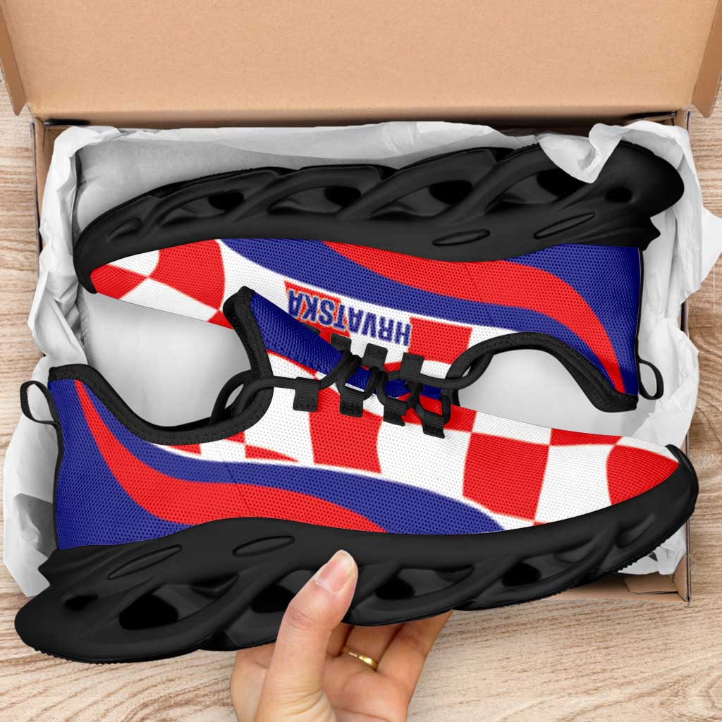 Croatia 2026 Football Clunky Sneakers Go Hrvatska Checkerboard Curve Stylized - Wonder Print Shop