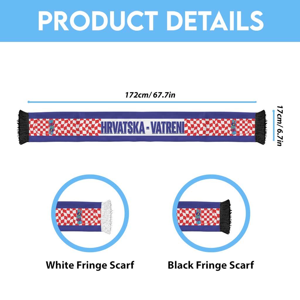 Croatia 2026 Football Soccer Scarf Go Hrvatska Checkerboard Style