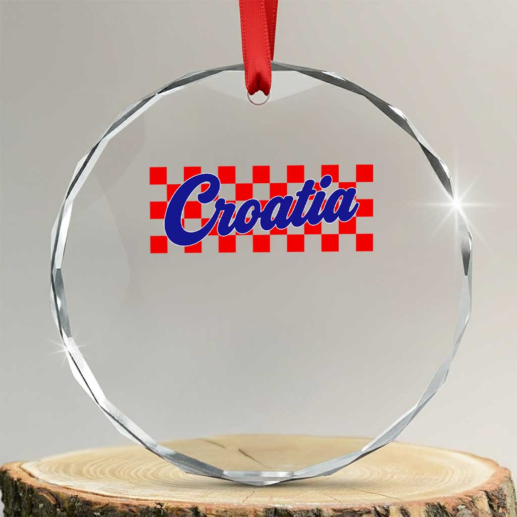 Croatia Crystal Glass Ornament Checkered Retro Hrvatska Zagreb Croatian