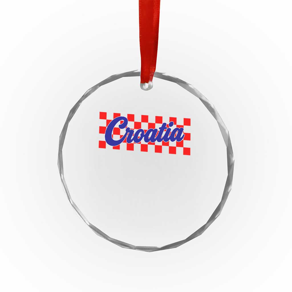 Croatia Crystal Glass Ornament Checkered Retro Hrvatska Zagreb Croatian