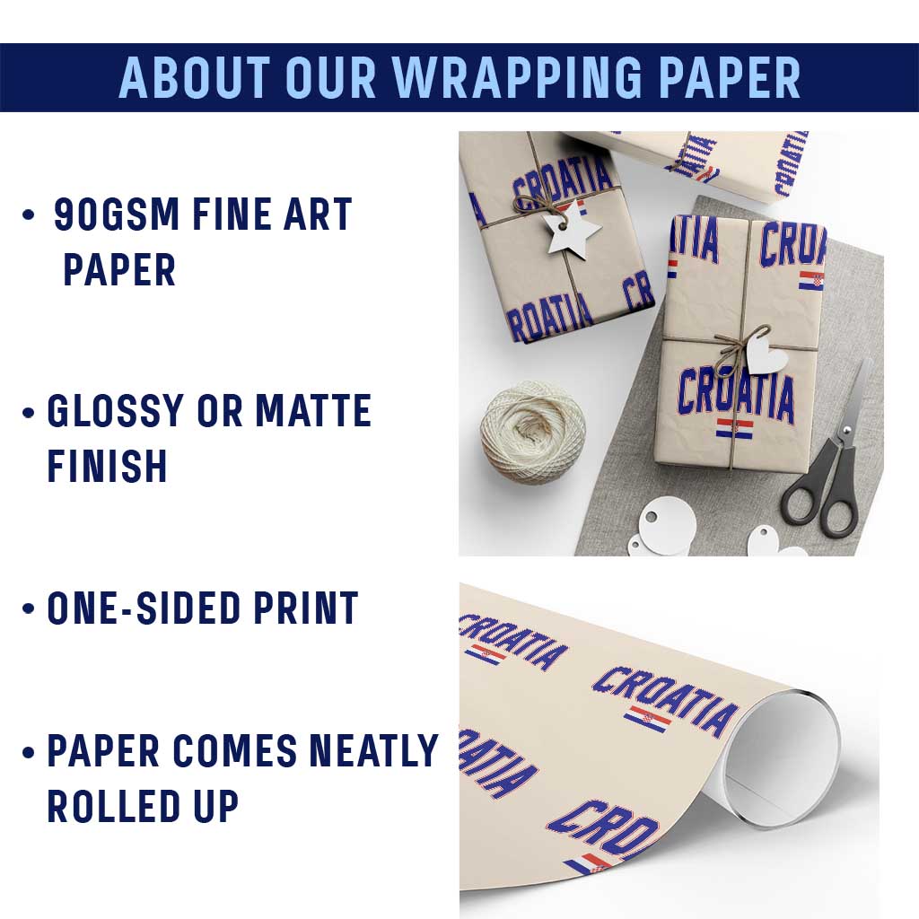 Croatia Flag Wrapping Paper Roll Vintage Hrvatska Flag Zagreb Croatian Jersey Retro