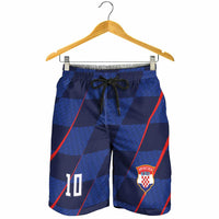 Croatia Football Custom Shorts for Men Glagolitic Script Checkerboard Sporty Style Away Color