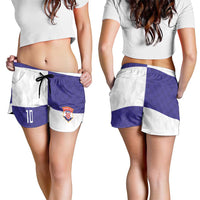Croatia Football Custom Shorts for Women Checkerboard Pattern with Glagolitic Script Away Color