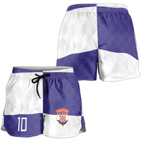 Croatia Football Custom Shorts for Women Checkerboard Pattern with Glagolitic Script Away Color
