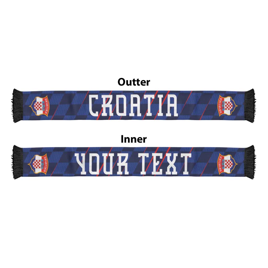 Croatia Football Personalized Soccer Scarf Glagolitic Script Checkerboard Sporty Style Away Color
