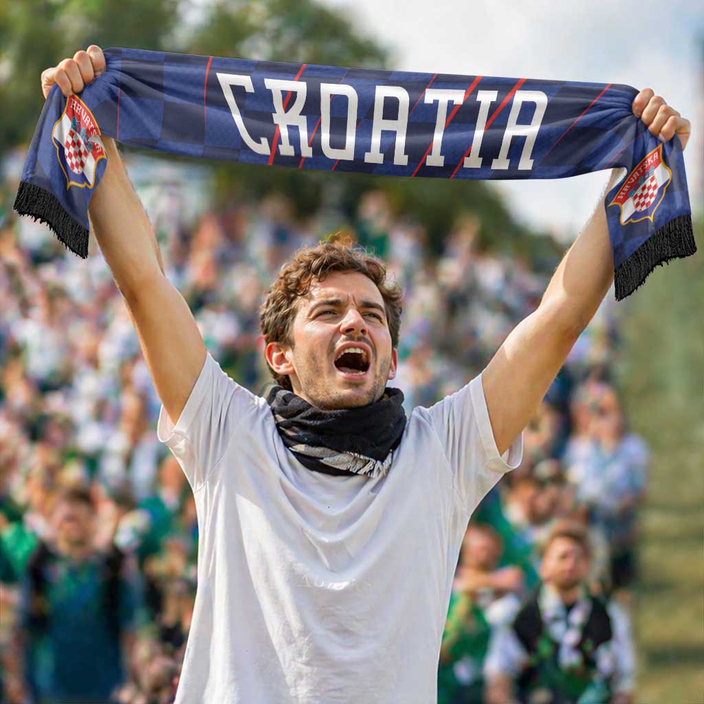 Croatia Football Personalized Soccer Scarf Glagolitic Script Checkerboard Sporty Style Away Color