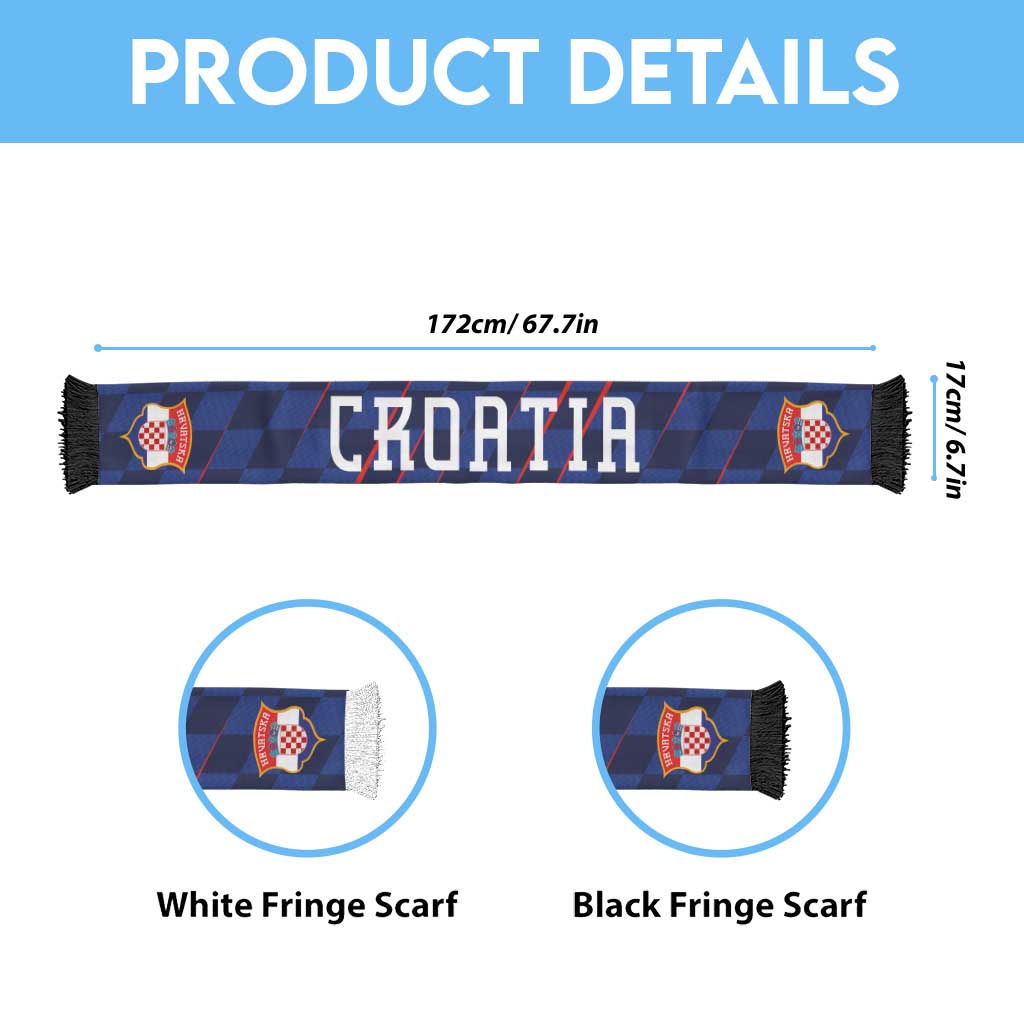 Croatia Football Personalized Soccer Scarf Glagolitic Script Checkerboard Sporty Style Away Color