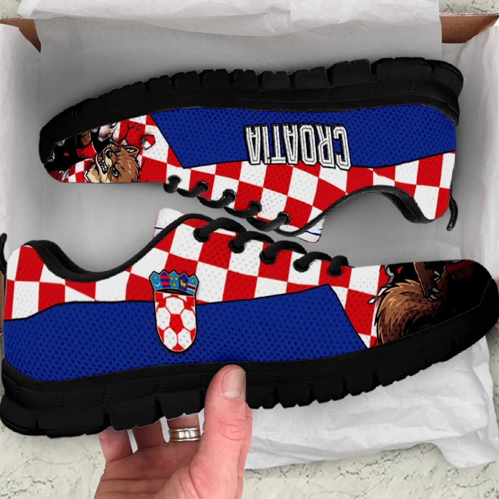 Croatia Football Sneakers Marten In Hole With Checkered Patterns