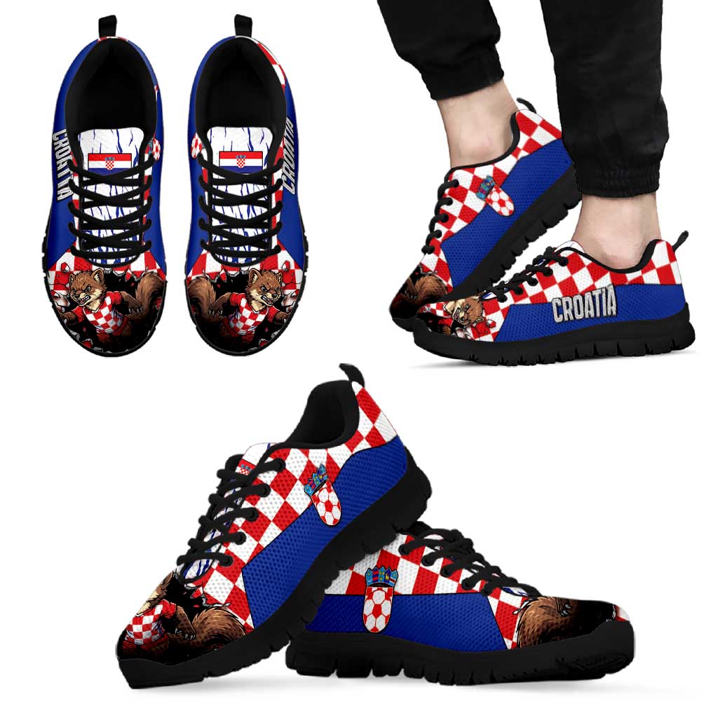Croatia Football Sneakers Marten In Hole With Checkered Patterns