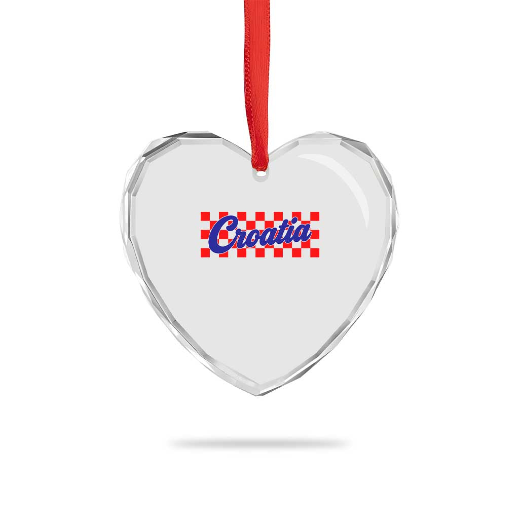 Croatia Heart Crystal Glass Ornament Checkered Retro Hrvatska Zagreb Croatian
