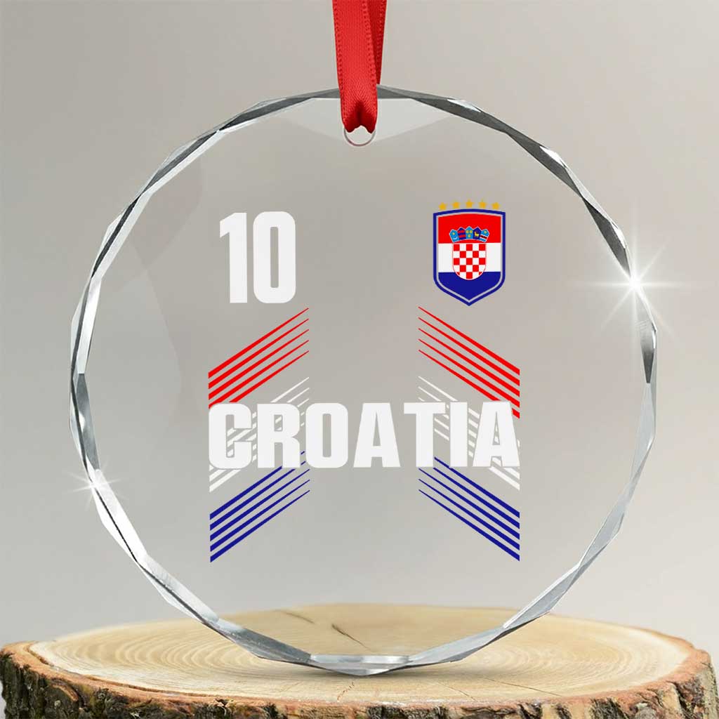 Croatia Soccer Sports Graphic Number 10 Jersey Style Crystal Glass Ornament Proud Croatian Football Fans Game Day Pride