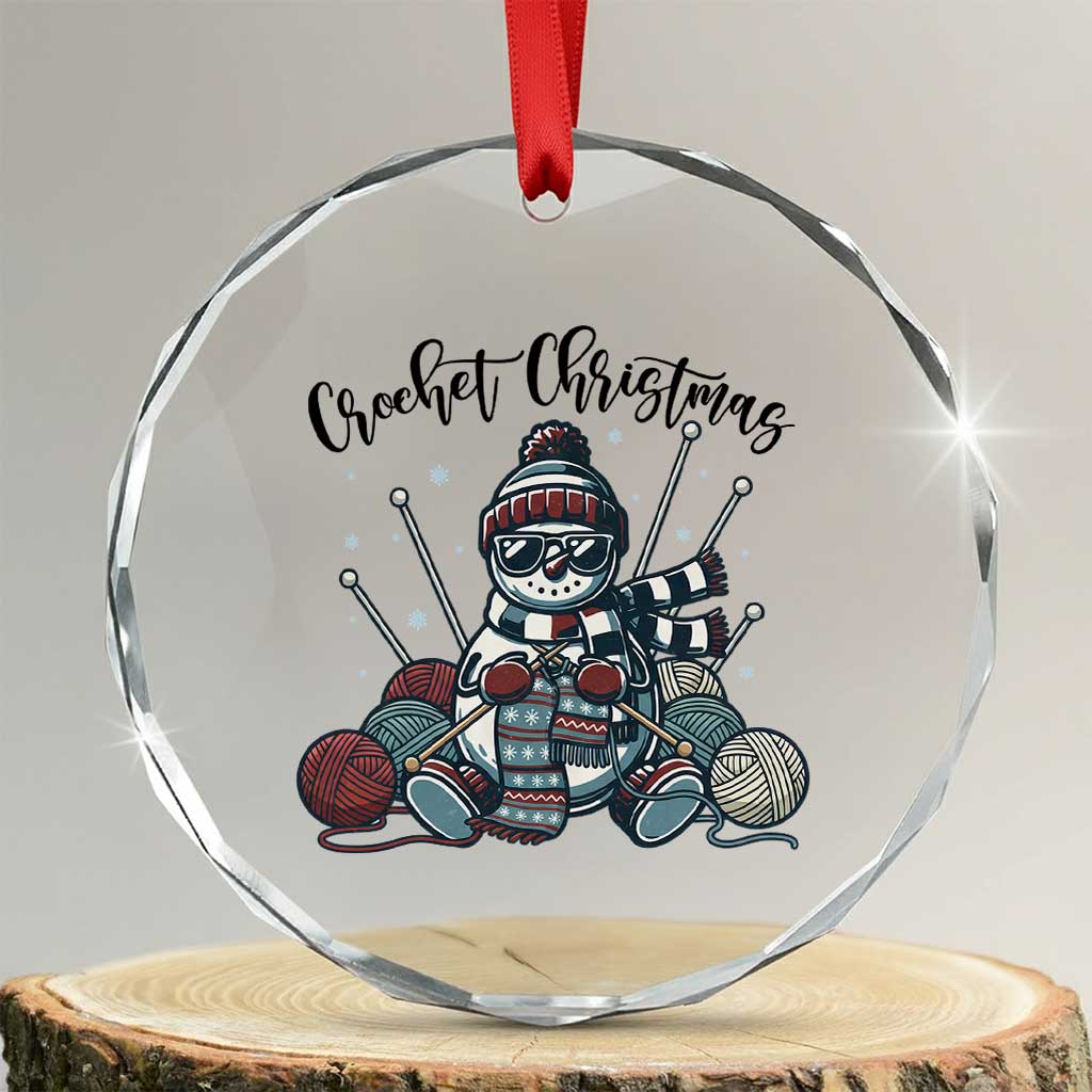 Crochet Christmas Crystal Glass Ornament Funny Snowman Crocheting Gift - Wonder Print Shop
