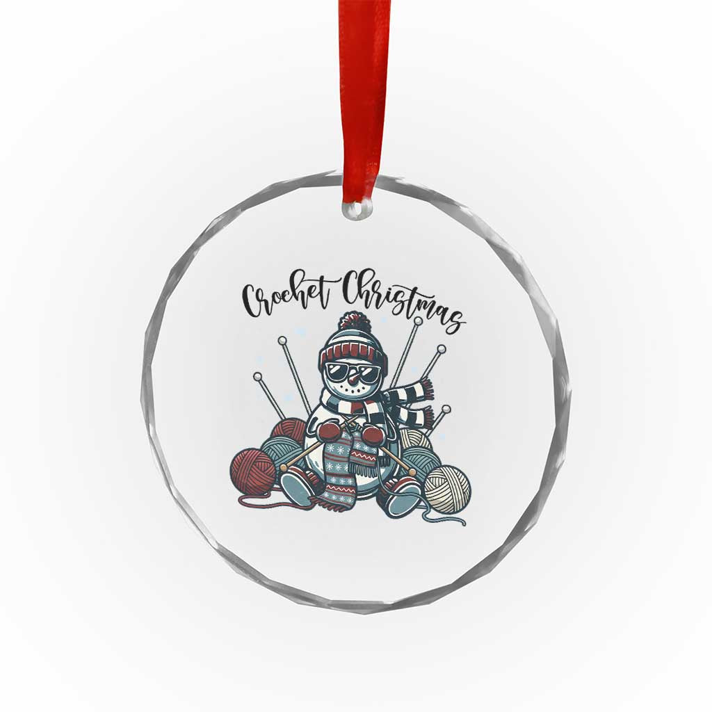 Crochet Christmas Crystal Glass Ornament Funny Snowman Crocheting Gift - Wonder Print Shop