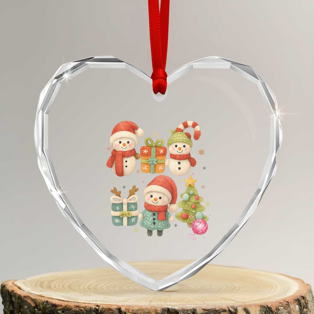 Crochet Christmas Heart Crystal Glass Ornament Funny Xmas Gift For Crocheter - Wonder Print Shop