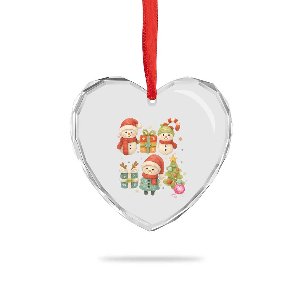 Crochet Christmas Heart Crystal Glass Ornament Funny Xmas Gift For Crocheter - Wonder Print Shop