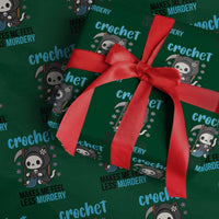 Crochet Makes Me Feel Less Murdery Wrapping Paper Roll Grim Reaper Cat Gift - Wonder Print Shop