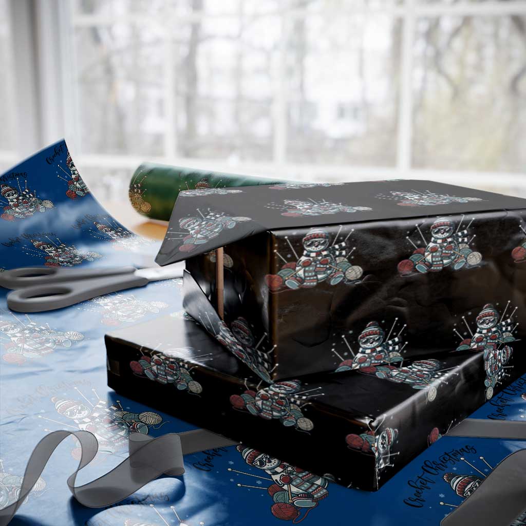 Crochet Xmas Wrapping Paper Roll Funny Snowman Crocheting Gift - Wonder Print Shop