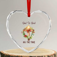 Cross Christian Christmas Heart Crystal Glass Ornament God Is Good All The Time - Wonder Print Shop