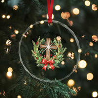 Cross Christmas Crystal Glass Ornament O Come Let Us Adove Him - Wonder Print Shop