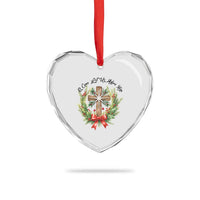 Cross Christmas Heart Crystal Glass Ornament O Come Let Us Adove Him - Wonder Print Shop