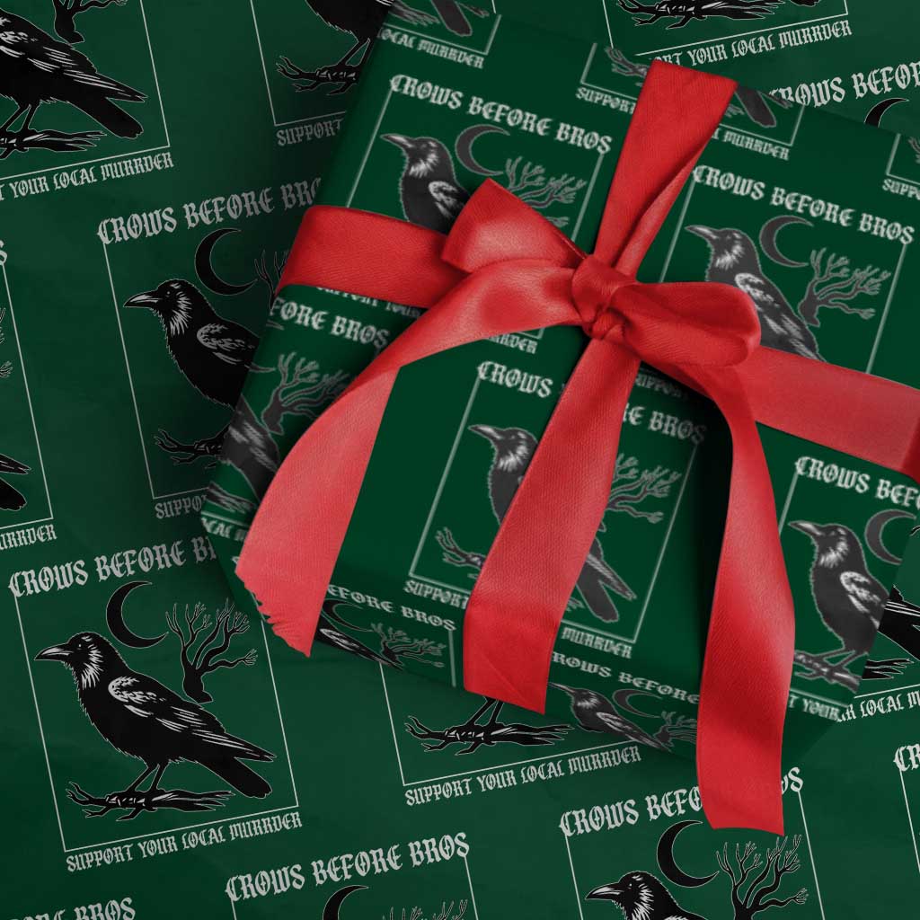 Crows Before Bros Support Your Local Murder Wrapping Paper Roll Funny Crow Lovers - Wonder Print Shop