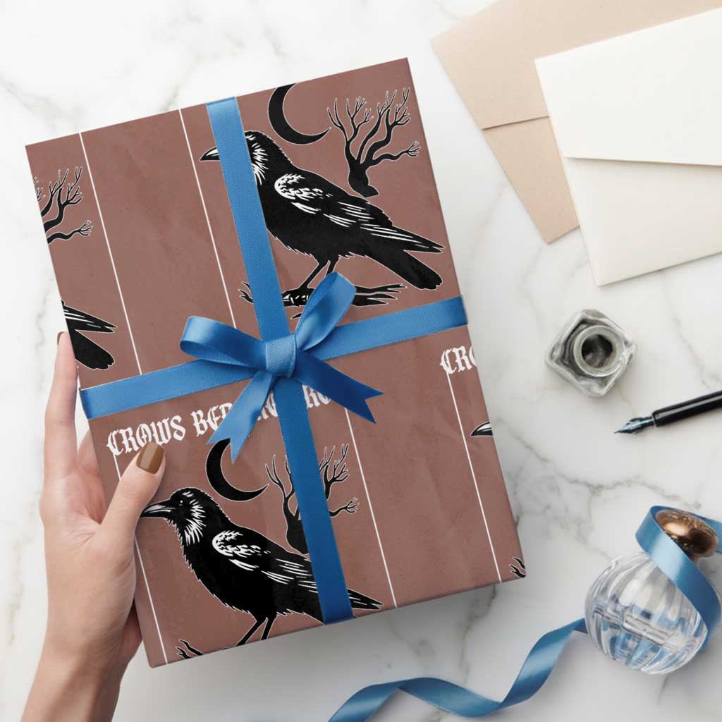 Crows Before Bros Support Your Local Murder Wrapping Paper Roll Funny Crow Lovers - Wonder Print Shop