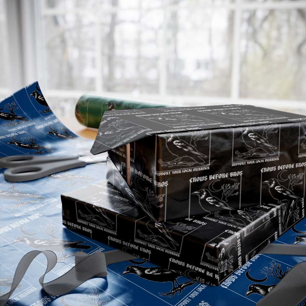 Crows Before Bros Support Your Local Murder Wrapping Paper Roll Funny Crow Lovers - Wonder Print Shop