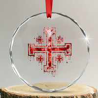 Crusader Jerusalem Cross Catholic Crystal Glass Ornament Gothic Christian Dark Faith Grunge Blood Splatter