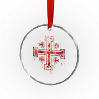 Crusader Jerusalem Cross Catholic Crystal Glass Ornament Gothic Christian Dark Faith Grunge Blood Splatter