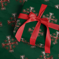 Crusader Jerusalem Cross Catholic Wrapping Paper Roll Gothic Christian Dark Faith Grunge Blood Splatter