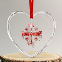 Crusader Jerusalem Cross Catholic Heart Crystal Glass Ornament Gothic Christian Dark Faith Grunge Blood Splatter
