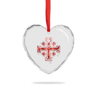 Crusader Jerusalem Cross Catholic Heart Crystal Glass Ornament Gothic Christian Dark Faith Grunge Blood Splatter
