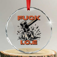 Crush Ice Protest Graphic Crystal Glass Ornament Sledgehammer Smash Against Ice Political Resistance