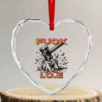 Crush Ice Protest Graphic Heart Crystal Glass Ornament Sledgehammer Smash Against Ice Political Resistance