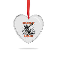 Crush Ice Protest Graphic Heart Crystal Glass Ornament Sledgehammer Smash Against Ice Political Resistance