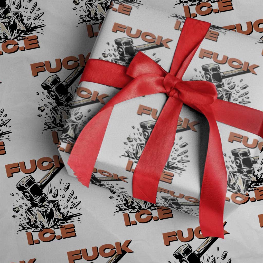 Crush Ice Protest Graphic Wrapping Paper Roll Sledgehammer Smash Against Ice Political Resistance
