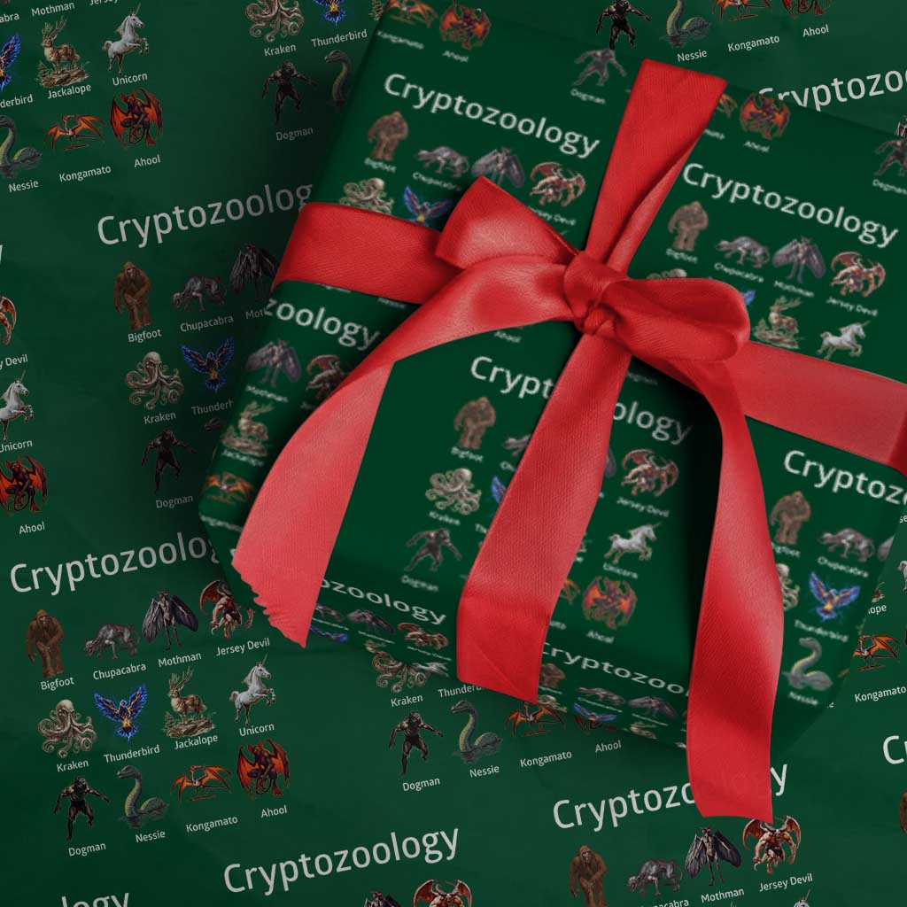 Cryptid Creatures Wrapping Paper Roll Cryptozoology Fantasy Mythical Monsters - Wonder Print Shop