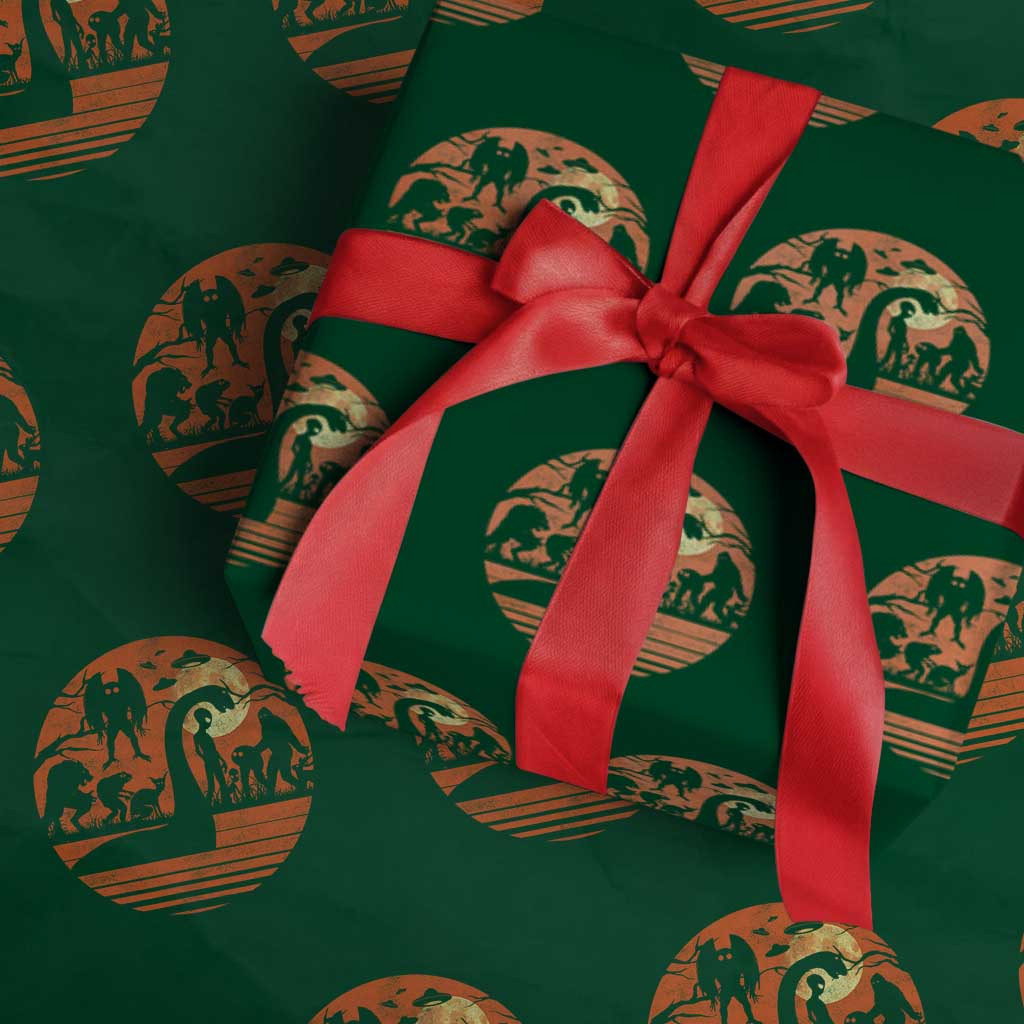 Cryptid Monsters Wrapping Paper Roll Bigfoot Loch Ness Monster Mothman Aliens Weirdcore Folk Horror